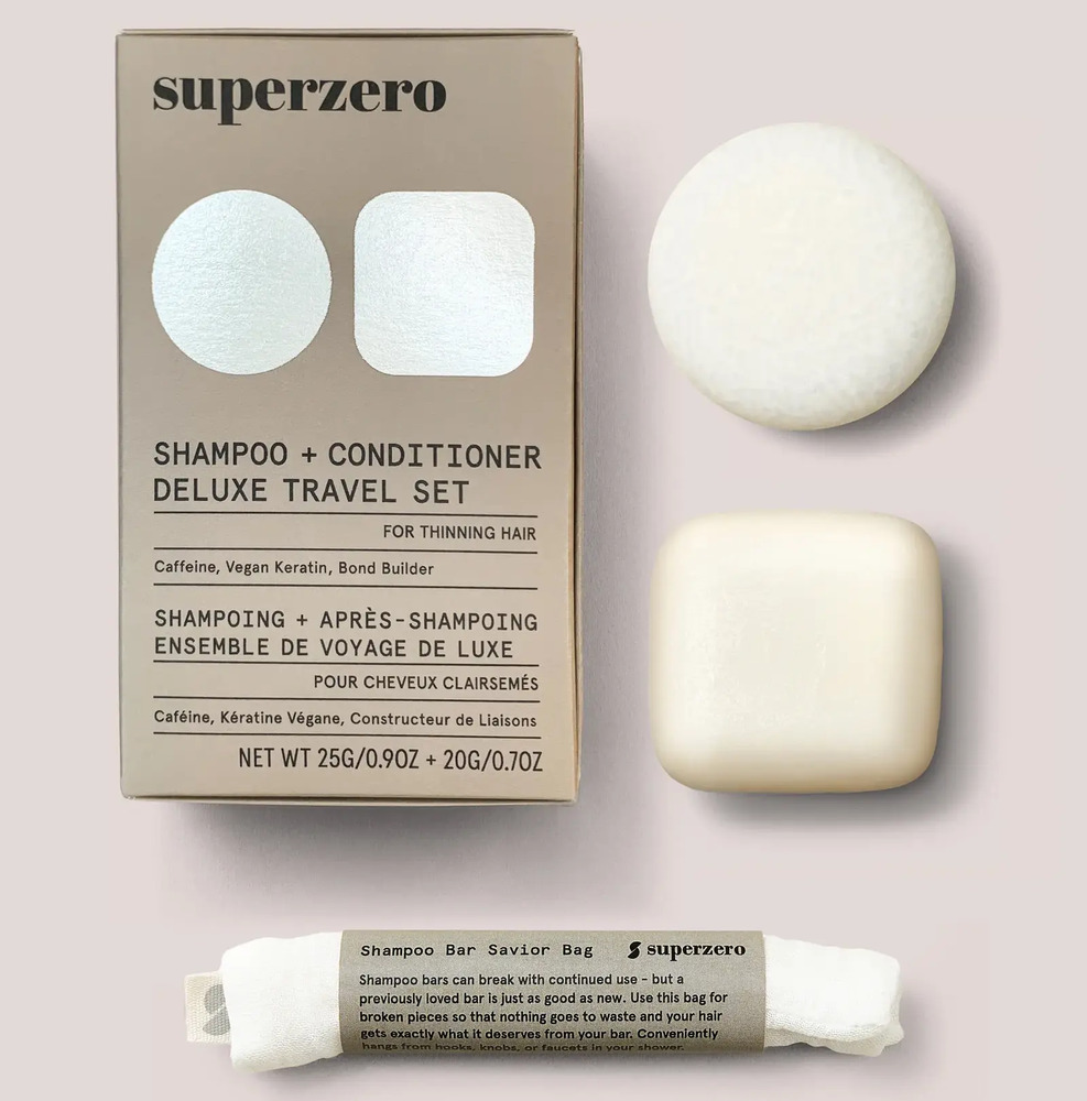 Superzero shampoo and conditioner travel set